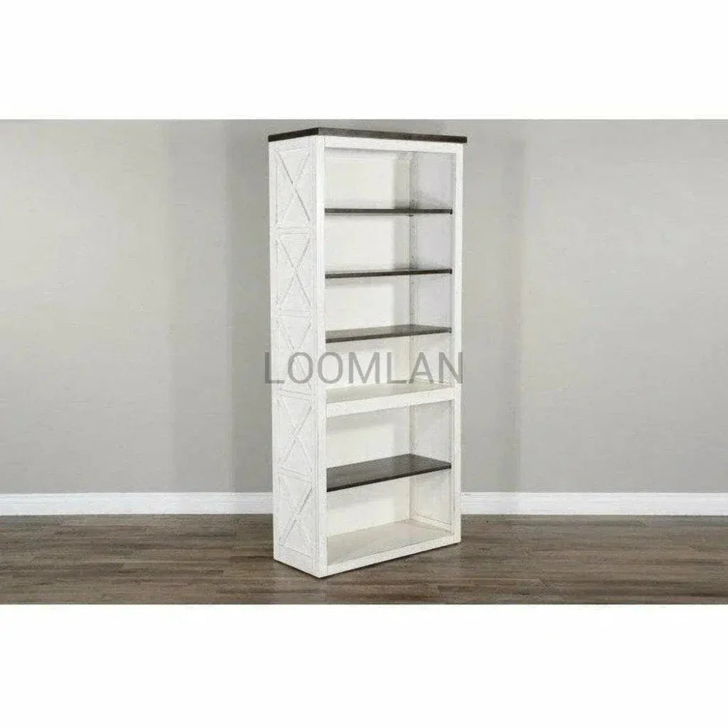 Tall Home Office White & Black Bookcase - LOOMLAN - Sunny D - Bookcases