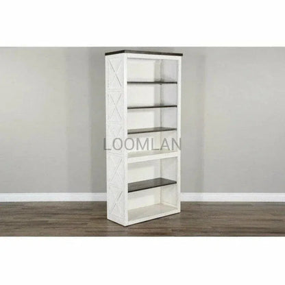 Tall Home Office White & Black Bookcase - LOOMLAN - Sunny D - Bookcases