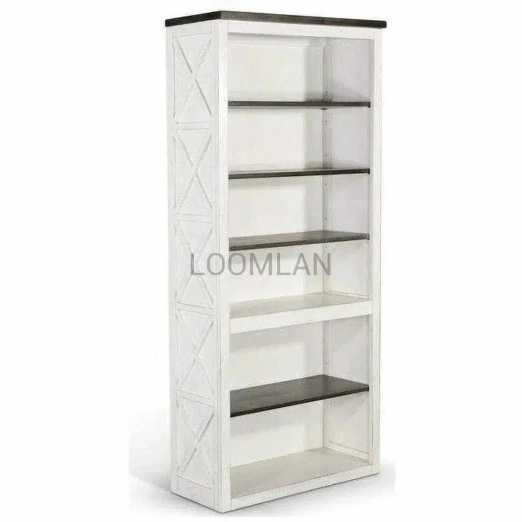Tall Home Office White & Black Bookcase - LOOMLAN - Sunny D - Bookcases