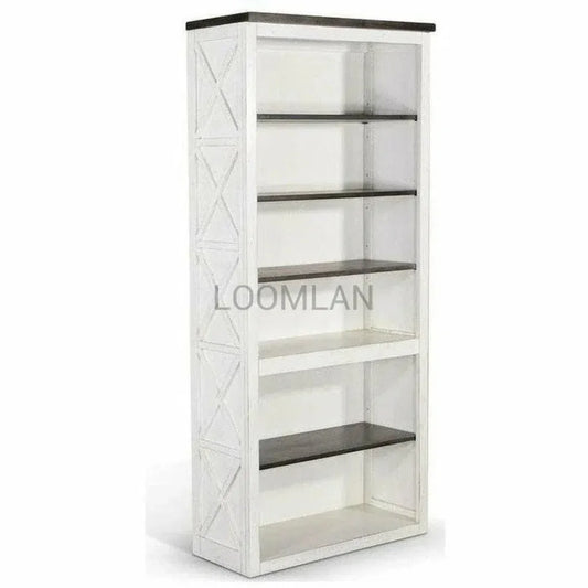 Tall Home Office White & Black Bookcase - LOOMLAN - Sunny D - Bookcases