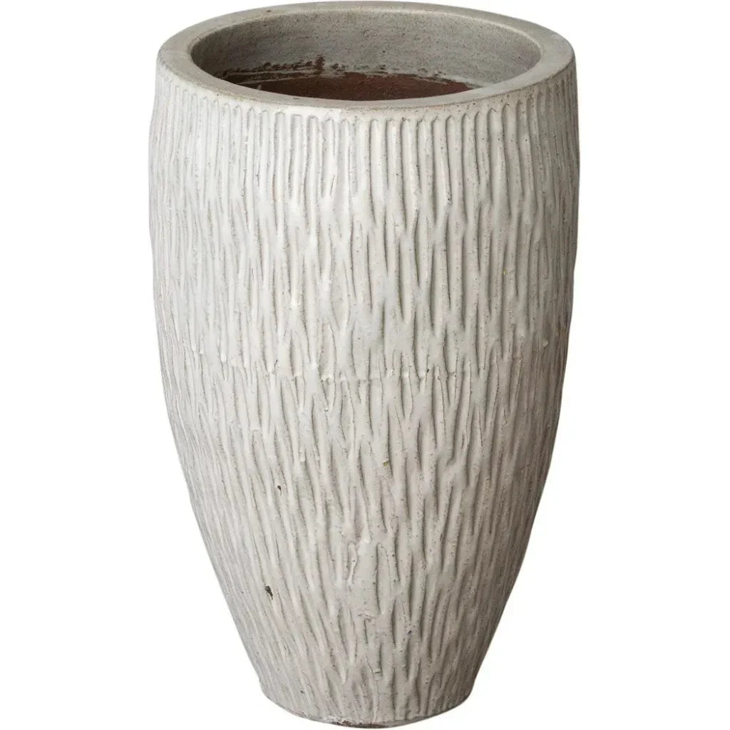 Tall Round Textured Ceramic Pot - LOOMLAN - Emissary - Planters