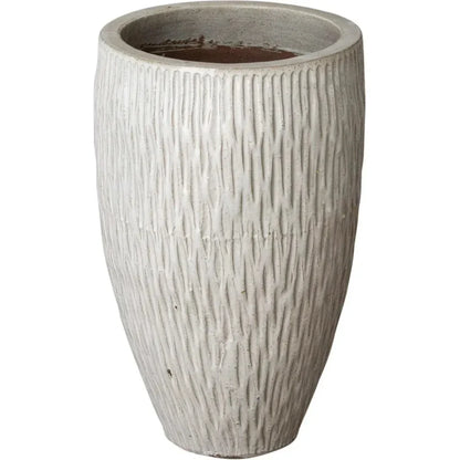 Tall Round Textured Ceramic Pot - LOOMLAN - Emissary - Planters