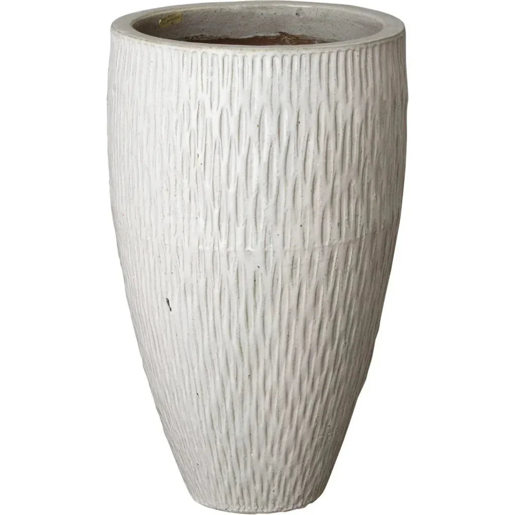 Tall Round Textured Ceramic Pot - LOOMLAN - Emissary - Planters