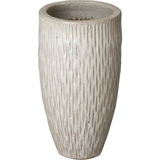 Tall Round Textured Ceramic Pot - LOOMLAN - Emissary - Planters