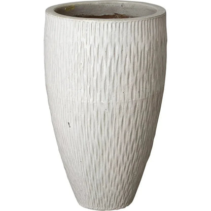 Tall Round Textured Ceramic Pot - LOOMLAN - Emissary - Planters