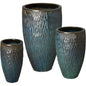 Tall Round Textured Ceramic Pot - LOOMLAN - Emissary - Planters
