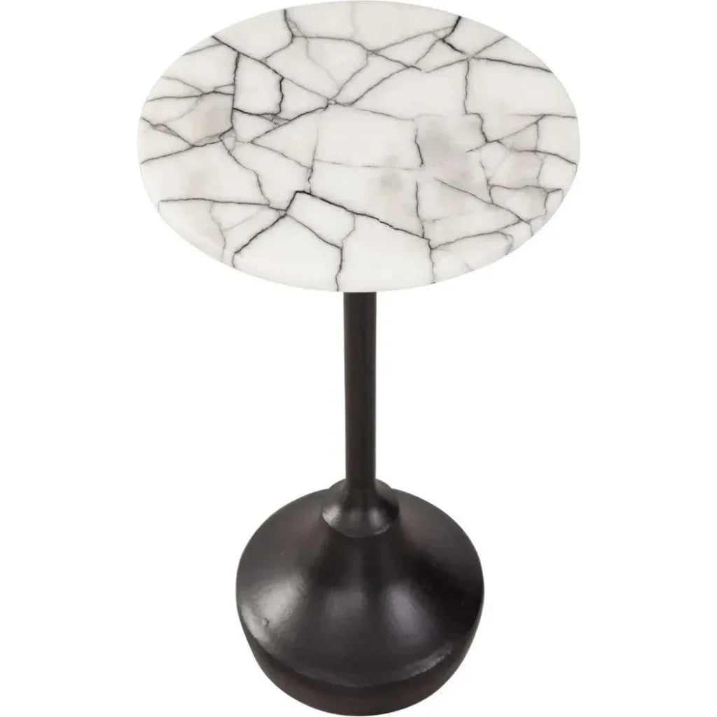 Talley Iron & Marble White Round Accent Table - LOOMLAN - Bassett Mirror - Side Tables