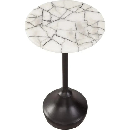 Talley Iron & Marble White Round Accent Table - LOOMLAN - Bassett Mirror - Side Tables