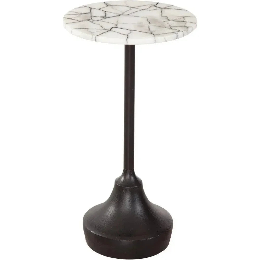 Talley Iron & Marble White Round Accent Table - LOOMLAN - Bassett Mirror - Side Tables