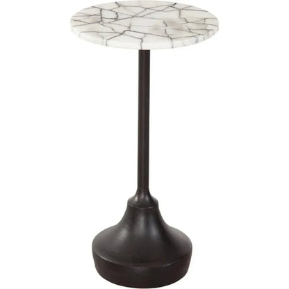 Talley Iron & Marble White Round Accent Table - LOOMLAN - Bassett Mirror - Side Tables