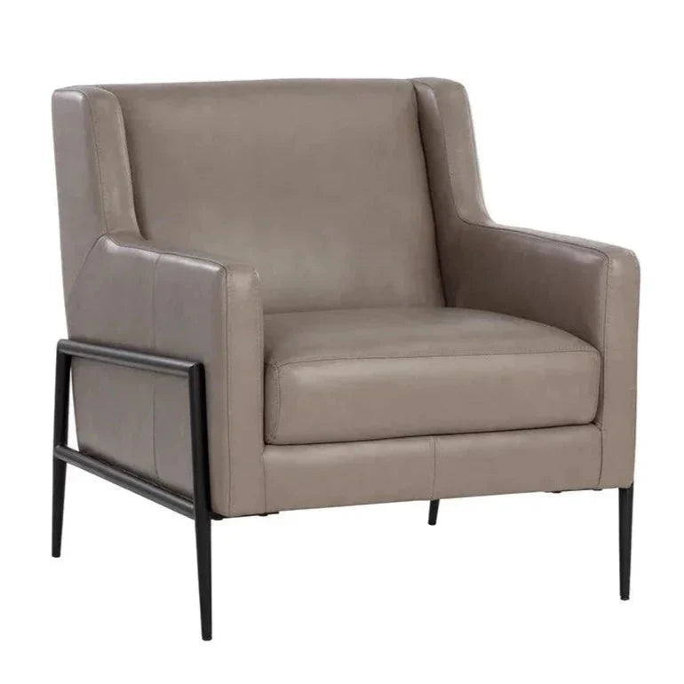 Talula Lounge Chair Alpine Grey Leather - LOOMLAN - SUNPAN - Club Chairs