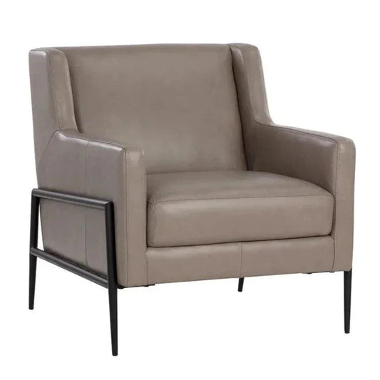 Talula Lounge Chair Alpine Grey Leather - LOOMLAN - SUNPAN - Club Chairs