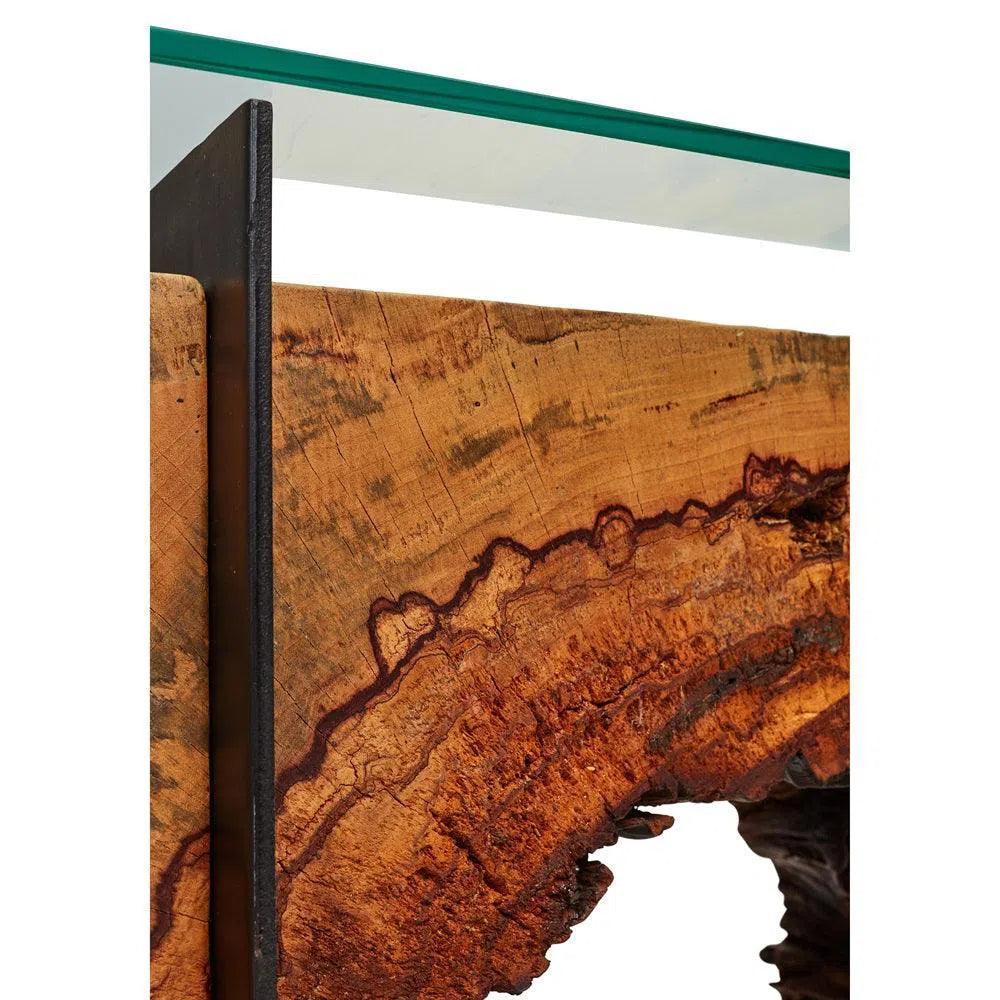 Tama Solid Chamcha Wooden Glass Sofa Table - LOOMLAN - Urbia - Console Tables