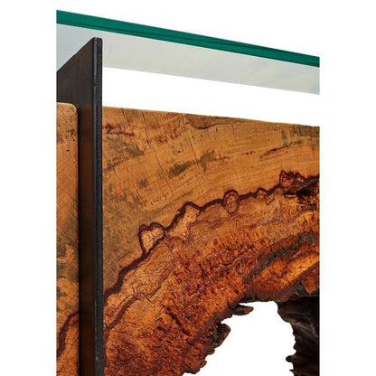 Tama Solid Chamcha Wooden Glass Sofa Table - LOOMLAN - Urbia - Console Tables