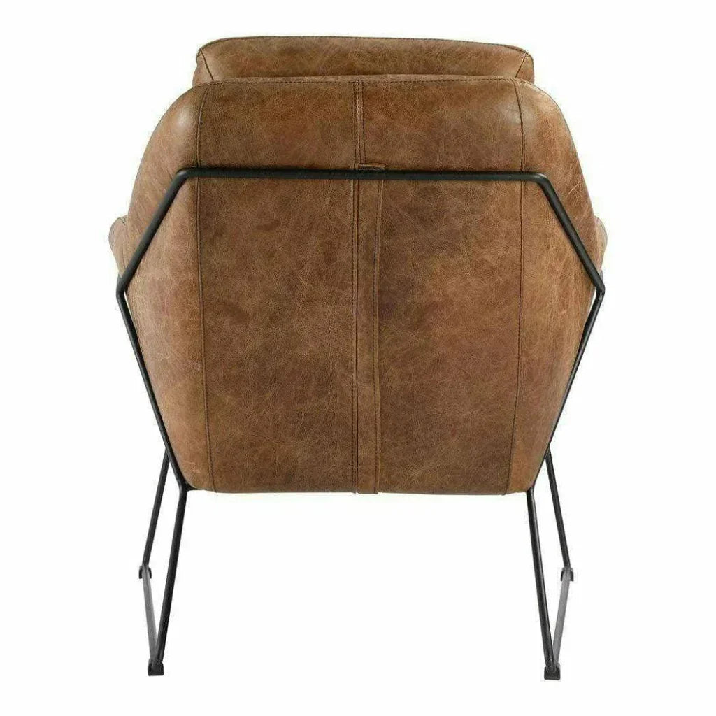 Tan Leather Armchair for Living Room - LOOMLAN - Moe's Home - Accent Chairs