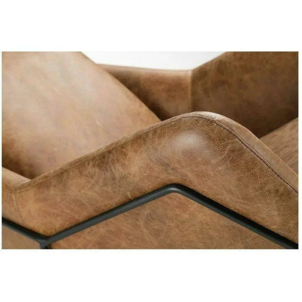 Tan Leather Armchair for Living Room - LOOMLAN - Moe's Home - Accent Chairs