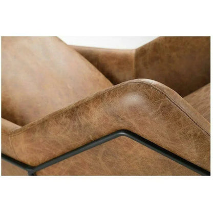 Tan Leather Armchair for Living Room - LOOMLAN - Moe's Home - Accent Chairs