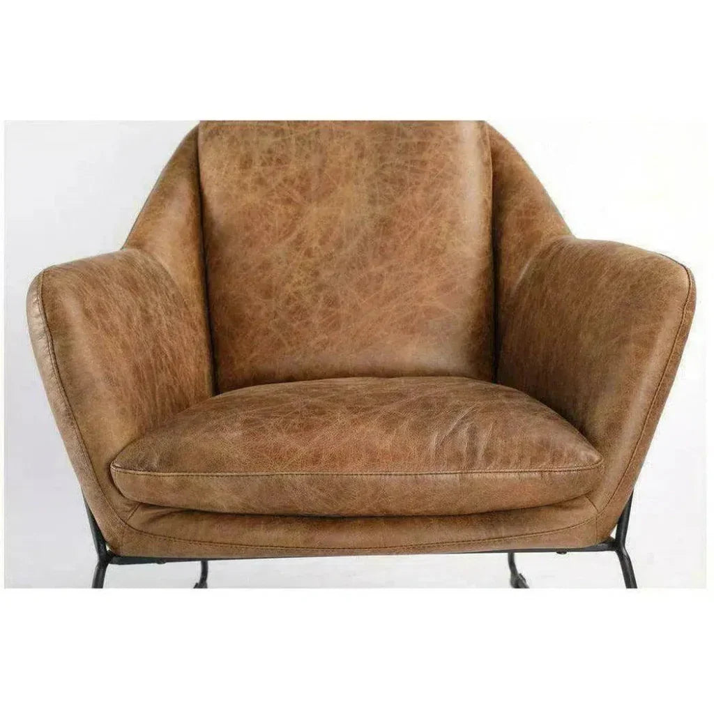 Tan Leather Armchair for Living Room - LOOMLAN - Moe's Home - Accent Chairs
