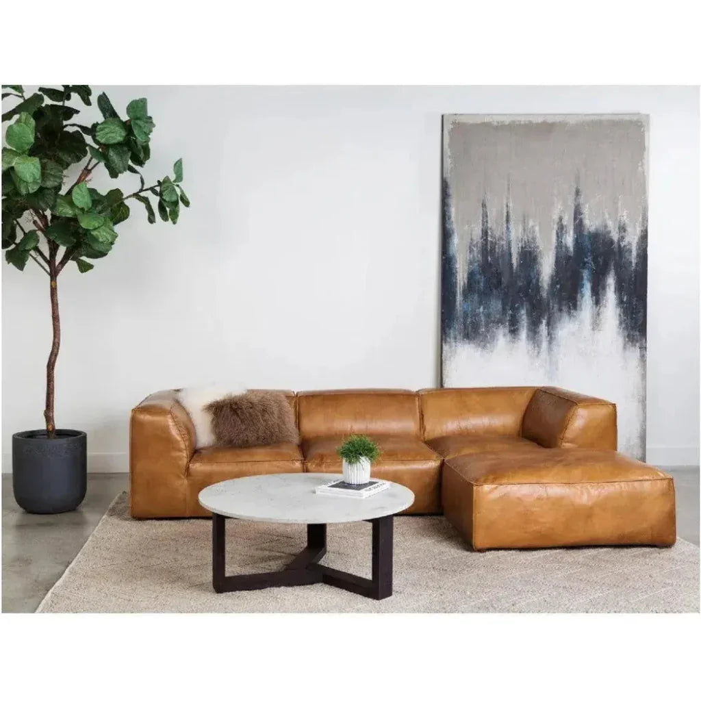 Tan Leather Corner Chair Light Brown Modular-Modular Components-Moe's Home-LOOMLAN