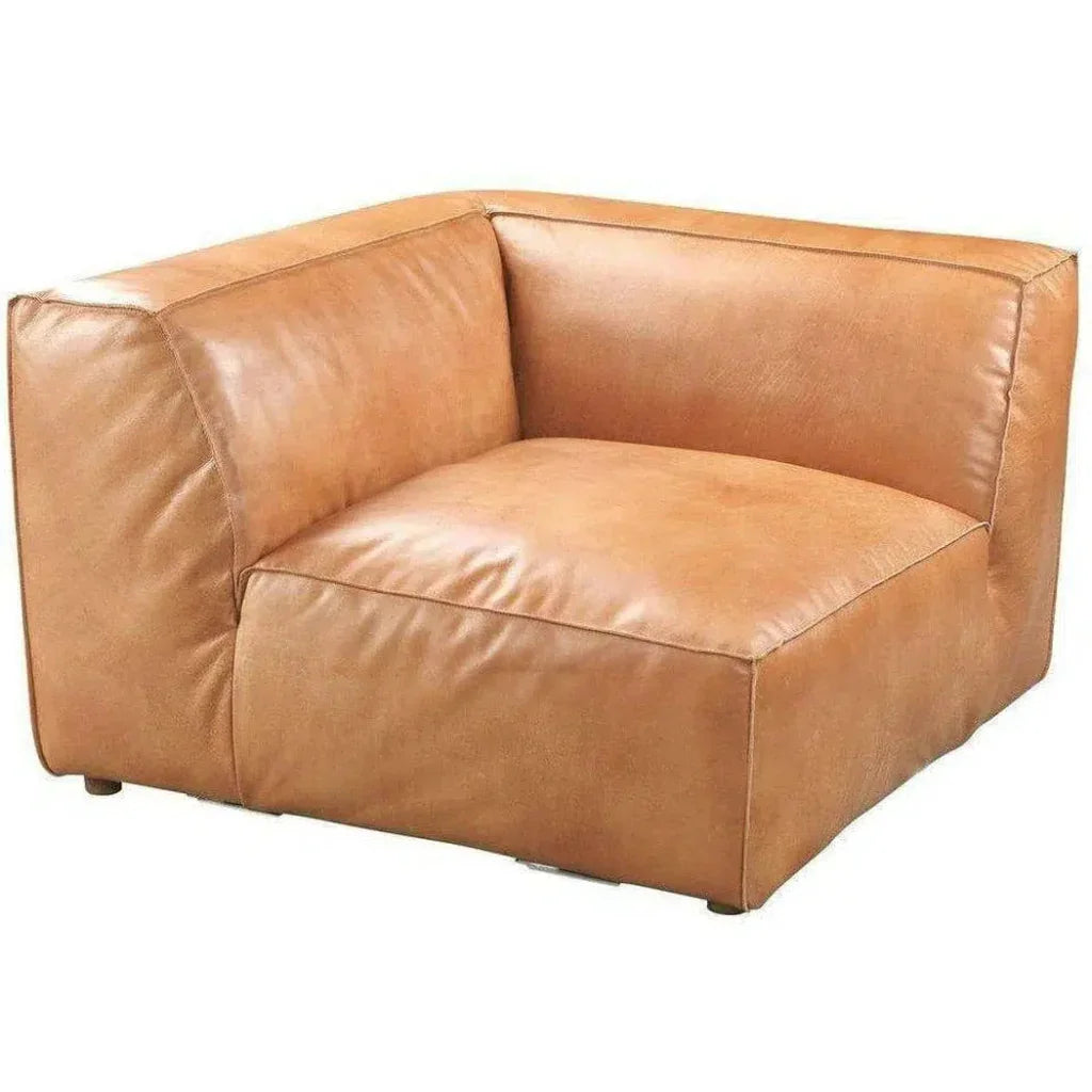 Tan Leather Corner Chair Light Brown Modular-Modular Components-Moe's Home-LOOMLAN