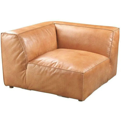 Tan Leather Corner Chair Light Brown Modular-Modular Components-Moe's Home-LOOMLAN