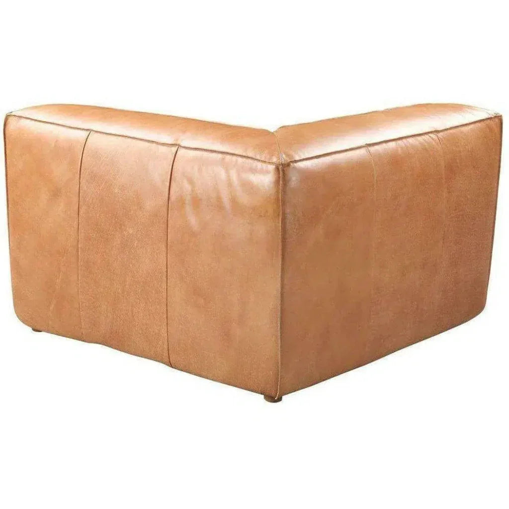 Tan Leather Corner Chair Light Brown Modular-Modular Components-Moe's Home-LOOMLAN