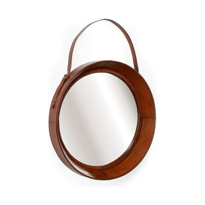 Taner Leather Wrapped Wall Mirror - LOOMLAN - Wildwood - Wall Mirrors