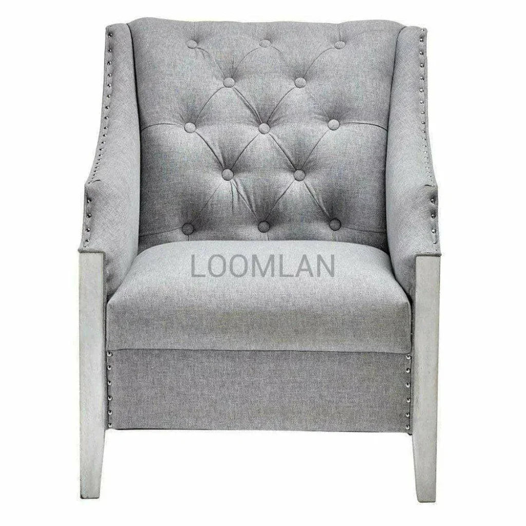 Botanical Lattice Grey Lounge Accent Chair - LOOMLAN - LOOMLAN - Accent Chairs