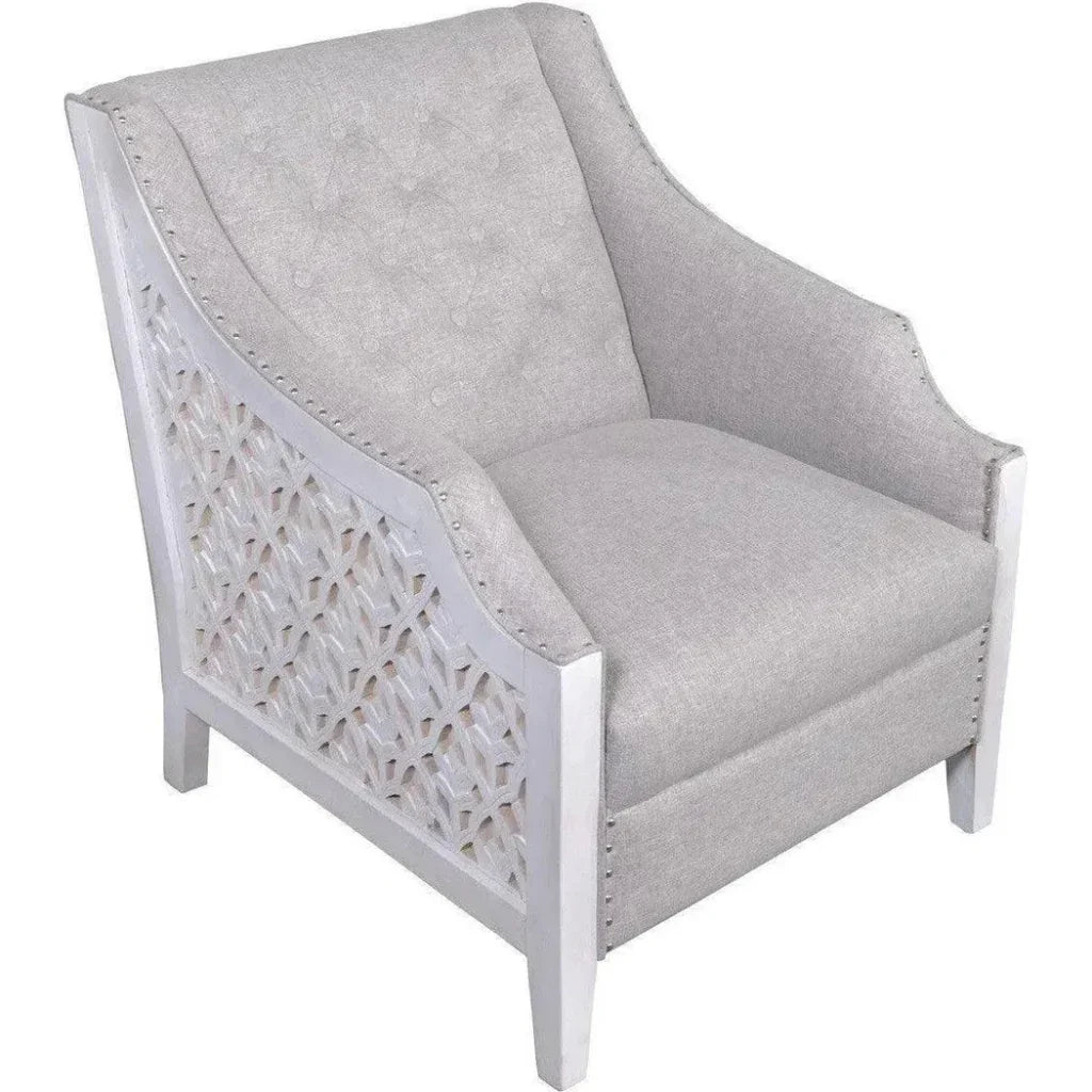 Botanical Lattice Grey Lounge Accent Chair - LOOMLAN - LOOMLAN - Accent Chairs
