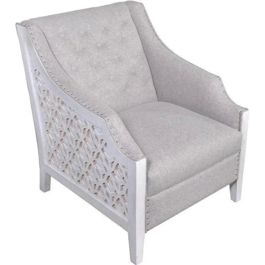 Botanical Lattice Grey Lounge Accent Chair - LOOMLAN - LOOMLAN - Accent Chairs