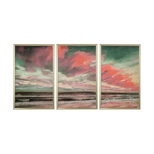 Tangerine Coast Triptych Wood Framed Artwork-Framed Wall Art-Chelsea House-LOOMLAN