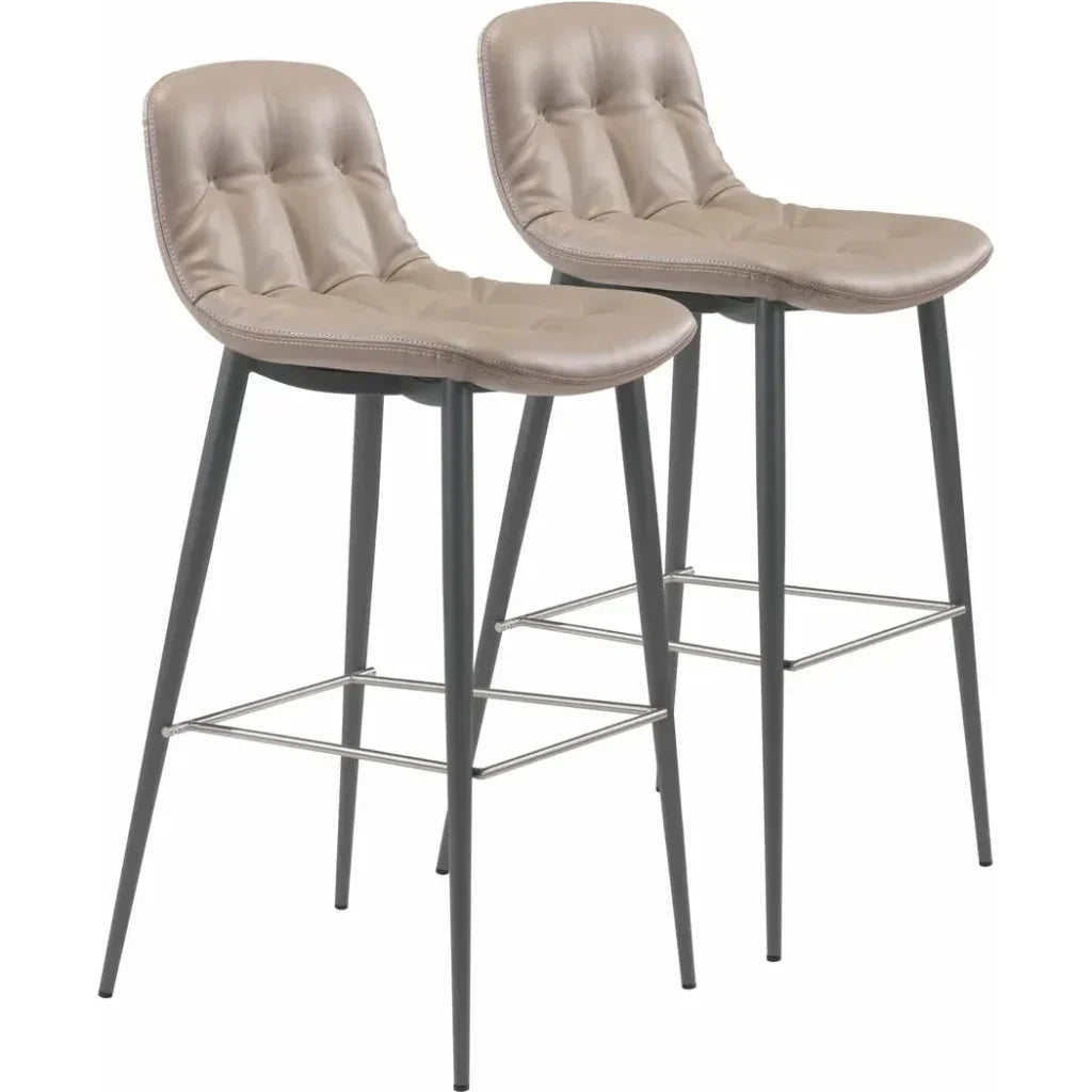 Tangiers Bar Chair (Set of 2) Taupe - LOOMLAN - Zuo Modern - Bar Stools