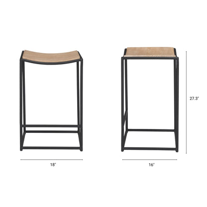 Taniel Light Brown Leather Counter Stool