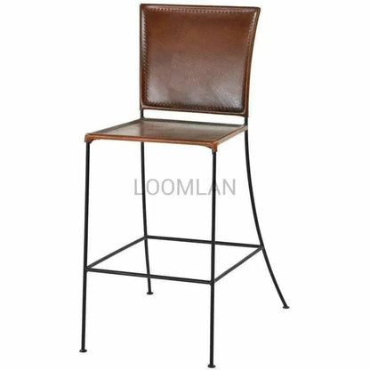 Brown Leather Dining Bar Height Chair 2PC - LOOMLAN - LOOMLAN - Bar Stools