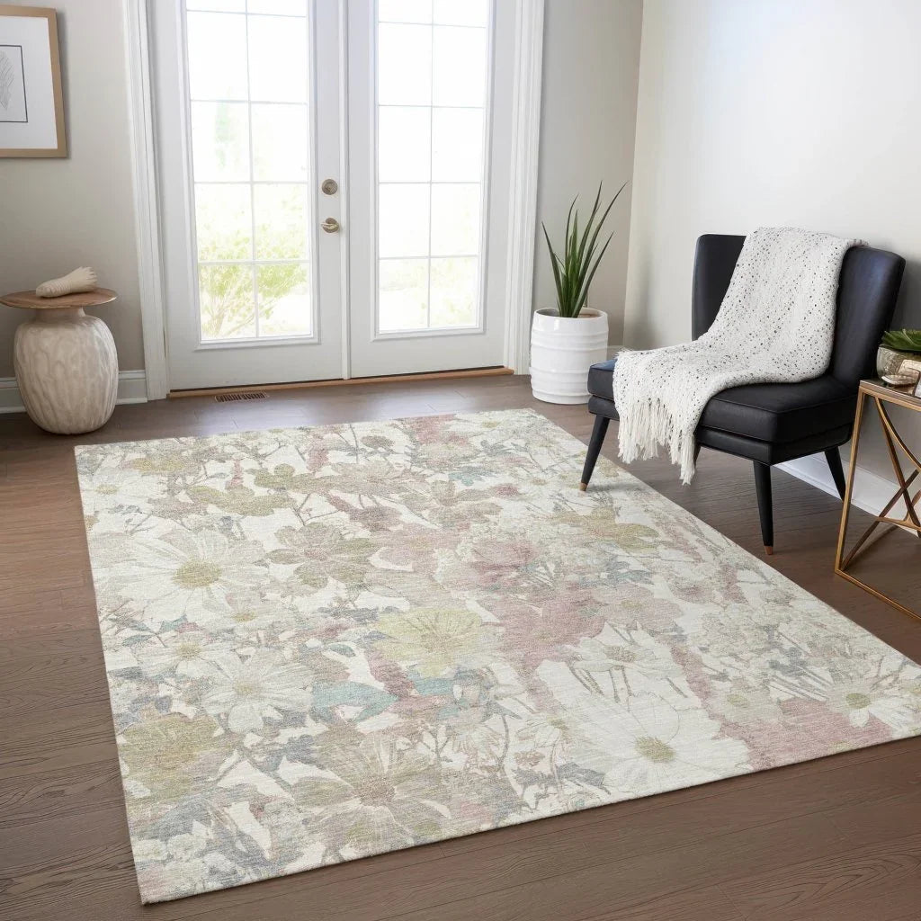 Taniska Ivory Washable Indoor - Outdoor Rug - LOOMLAN - LOOMLAN Rugs - Outdoor Rugs