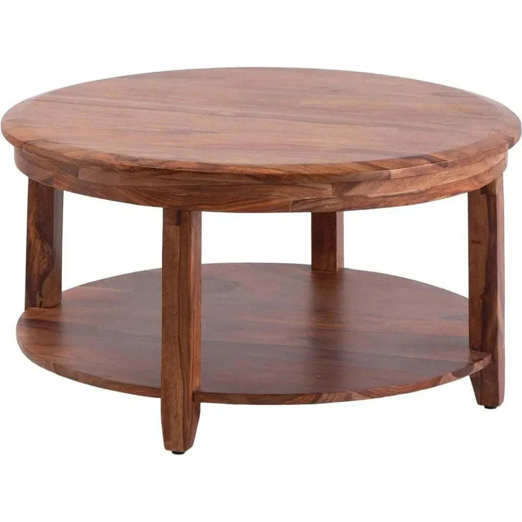 Geri Reddish Brown Wood Round Coffee Table - LOOMLAN - LOOMLAN - Coffee Tables