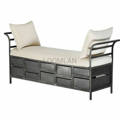 Long Storage Bench With 10 Metal Drawers - LOOMLAN - LOOMLAN - Bedroom Benches