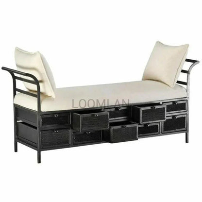 Long Storage Bench With 10 Metal Drawers - LOOMLAN - LOOMLAN - Bedroom Benches