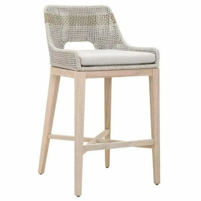 Tapestry Outdoor Barstool Rope & Teak-Outdoor Bar Stools-Essentials For Living-LOOMLAN