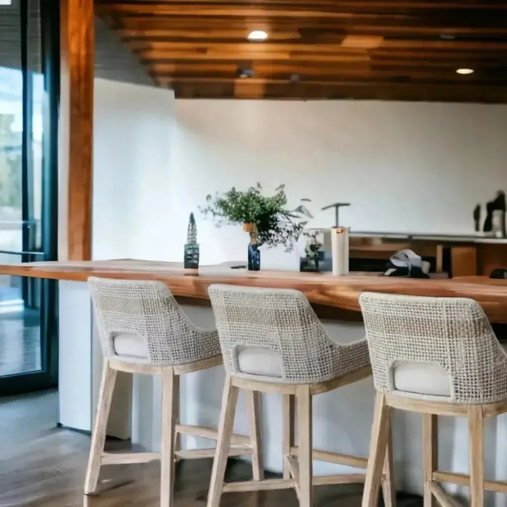 Tapestry Outdoor Barstool Rope & Teak-Outdoor Bar Stools-Essentials For Living-LOOMLAN