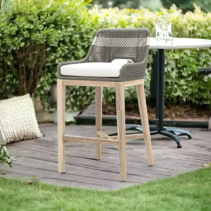 Tapestry Outdoor Barstool Flat Rope Sustainable Teak-Outdoor Bar Stools-Essentials For Living-LOOMLAN