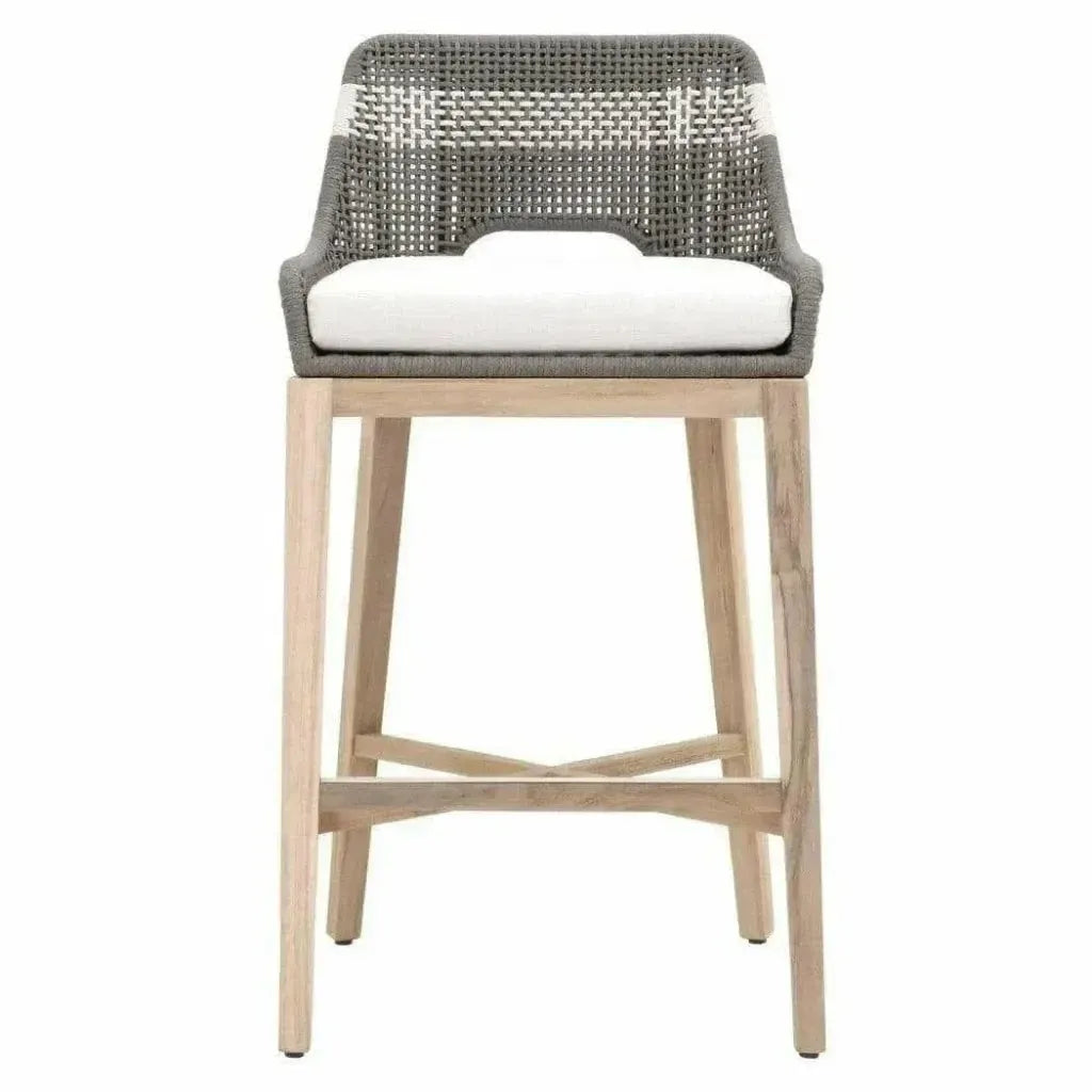 Tapestry Outdoor Barstool Flat Rope Sustainable Teak-Outdoor Bar Stools-Essentials For Living-LOOMLAN