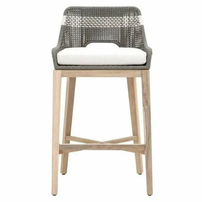 Tapestry Outdoor Barstool Flat Rope Sustainable Teak-Outdoor Bar Stools-Essentials For Living-LOOMLAN