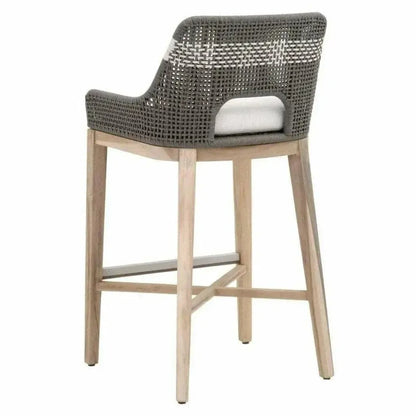 Tapestry Outdoor Barstool Flat Rope Sustainable Teak-Outdoor Bar Stools-Essentials For Living-LOOMLAN
