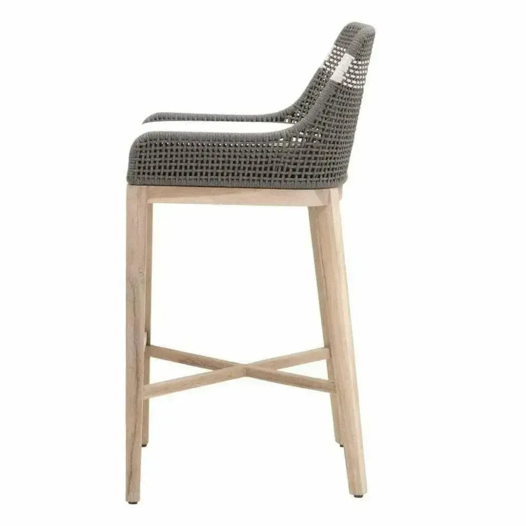 Tapestry Outdoor Barstool Flat Rope Sustainable Teak-Outdoor Bar Stools-Essentials For Living-LOOMLAN