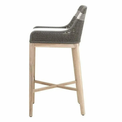 Tapestry Outdoor Barstool Flat Rope Sustainable Teak-Outdoor Bar Stools-Essentials For Living-LOOMLAN