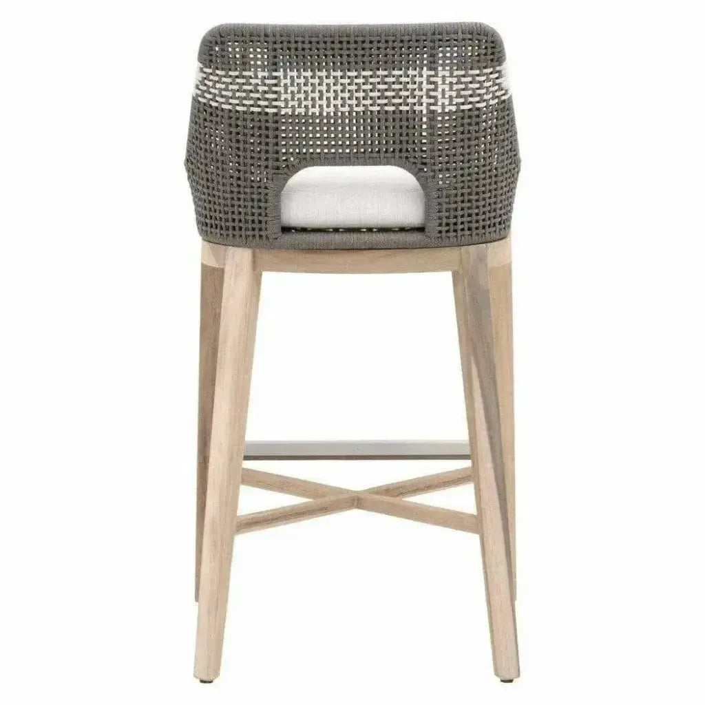 Tapestry Outdoor Barstool Flat Rope Sustainable Teak-Outdoor Bar Stools-Essentials For Living-LOOMLAN
