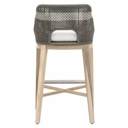 Tapestry Outdoor Barstool Flat Rope Sustainable Teak-Outdoor Bar Stools-Essentials For Living-LOOMLAN