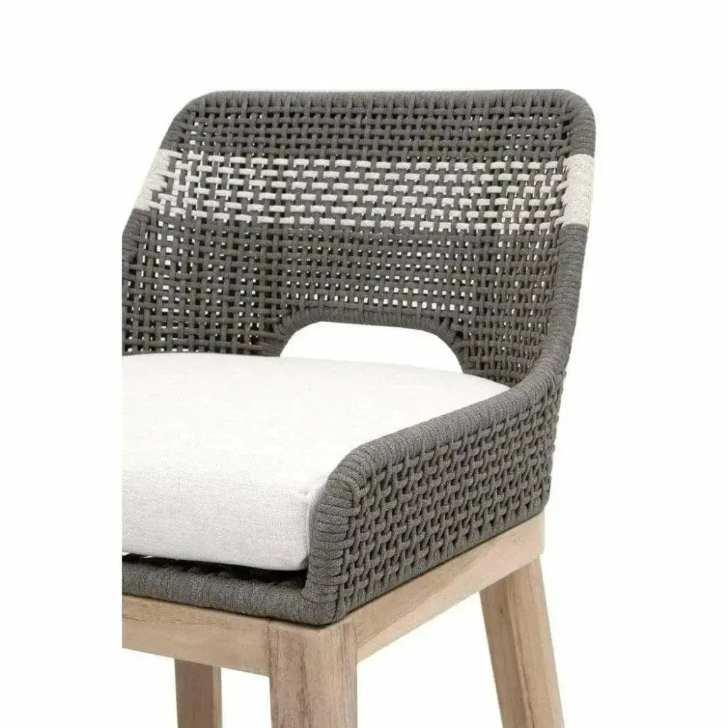 Tapestry Outdoor Barstool Flat Rope Sustainable Teak-Outdoor Bar Stools-Essentials For Living-LOOMLAN