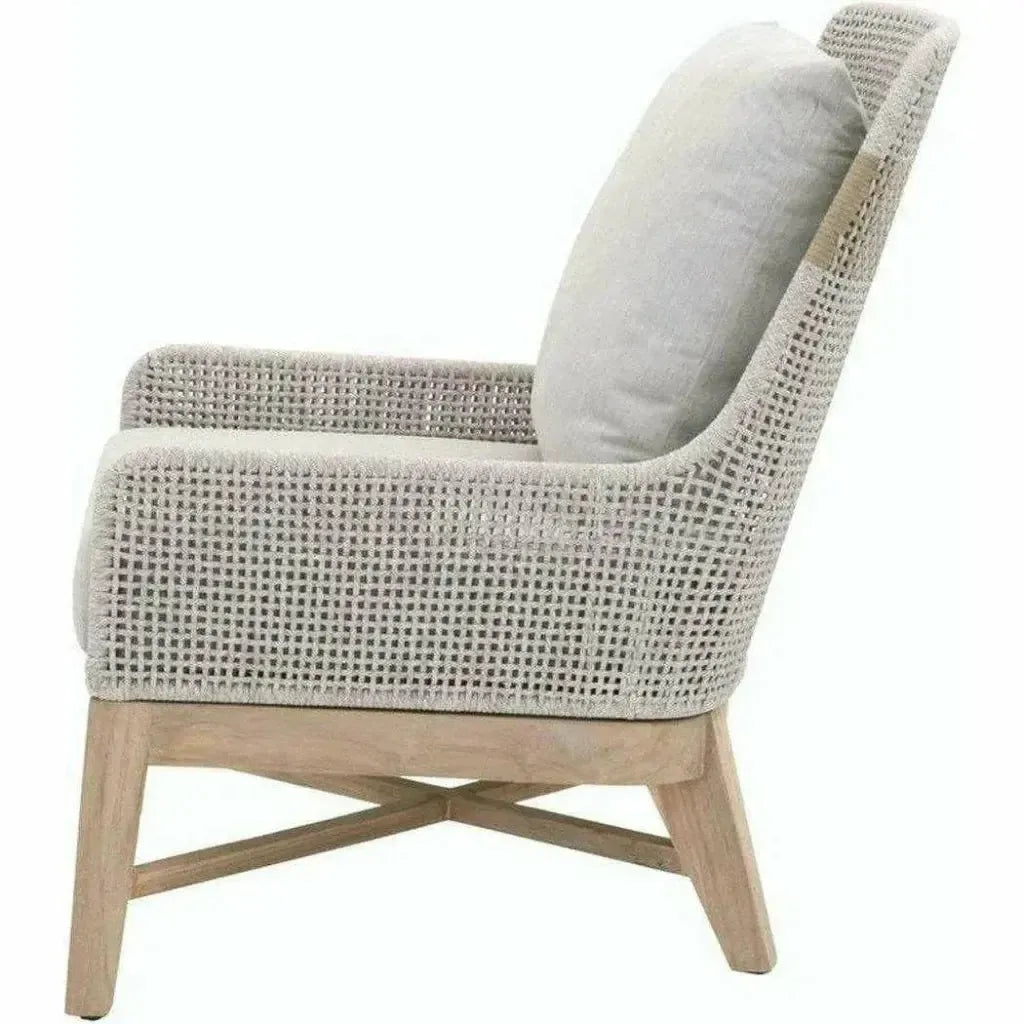 Tapestry Outdoor Club Chair Taupe & White Rope and Teak-Outdoor Lounge Chairs-Essentials For Living-LOOMLAN